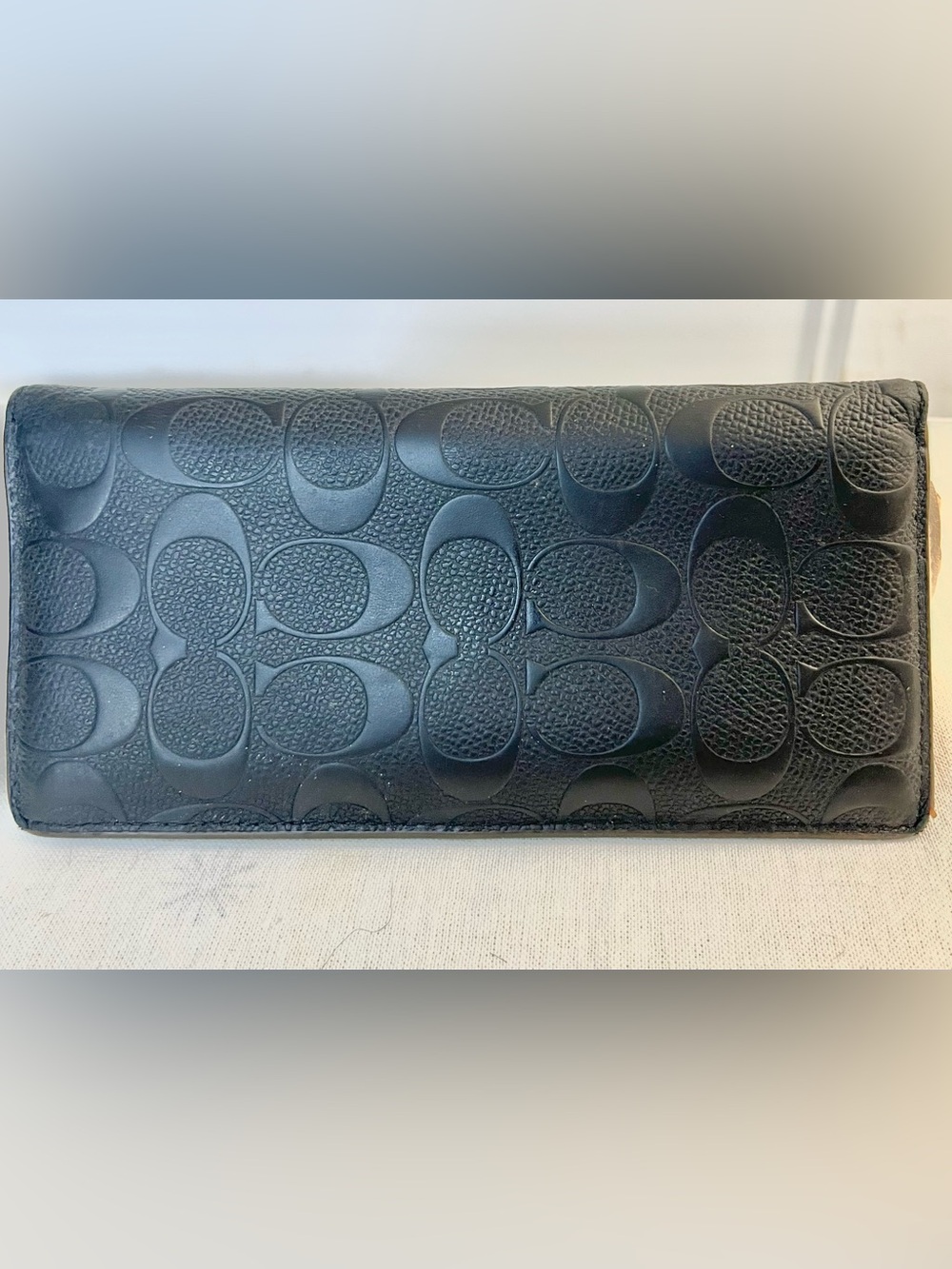 Coach Black Embossed Signature Continental Wallet